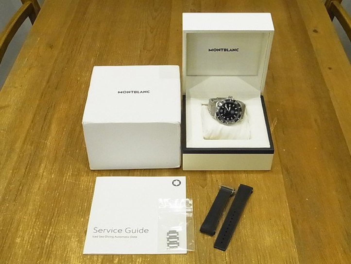 MONTBLANC 1858 Iced Sea Automatic date Ref.MB129371 rubber belt Genuine goods Mens 184607294 hannari-shop