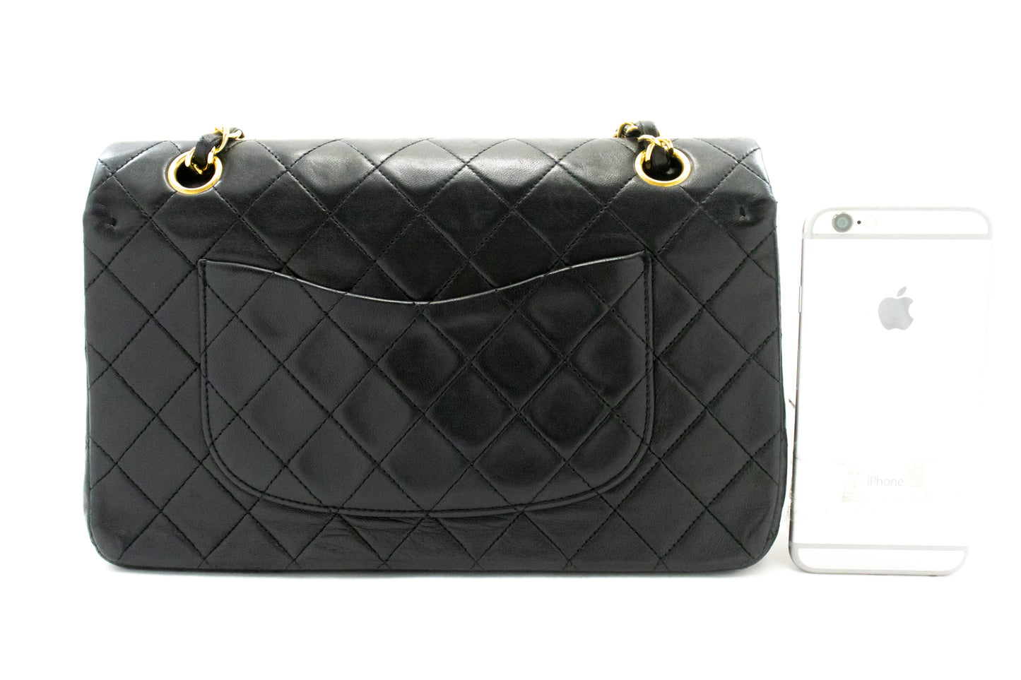 CHANEL Classic Double Flap 10" Chain Shoulder Bag Black Lambskin am2 hannari-shop