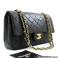 CHANEL Classic Double Flap 10" Chain Shoulder Bag Black Lambskin m77 hannari-shop