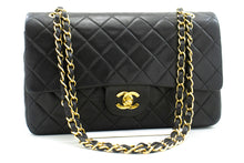 CHANEL Classic Double Flap 10" Chain Shoulder Bag Black Lambskin m77 hannari-shop