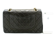 CHANEL Classic Double Flap 10" Chain Shoulder Bag Black Lambskin m77 hannari-shop