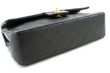 CHANEL Classic Double Flap 10" Chain Shoulder Bag Black Lambskin m77 hannari-shop