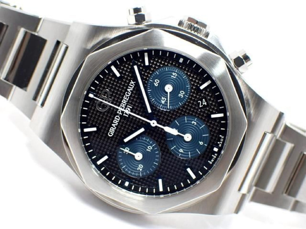GIRARD PERREGAUX Laureato Chronograph 42 MM black x blue Genuine goods Mens 177480576 hannari-shop