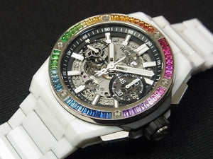 HUBLOT Big bang Integrated white ceramic Baguette Rainbow 451.HX.1120.HX.4099.YOS Mens 179343085 hannari-shop