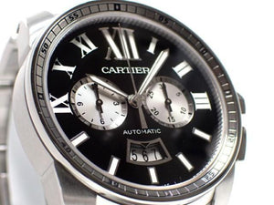 CARTIER Calibre de  Chronograph black Genuine goods '14 Womens 186117006 hannari-shop
