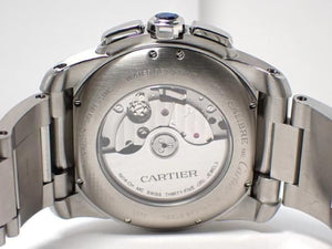 CARTIER Calibre de  Chronograph black Genuine goods '14 Womens 186117006 hannari-shop