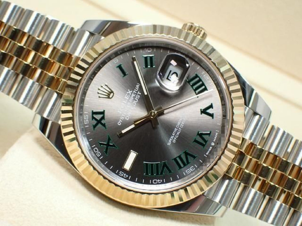 ROLEX Datejust41 Slate/ green Roman Jubilee Bracelet YG combination 126333 '25 Mens 186496645 hannari-shop