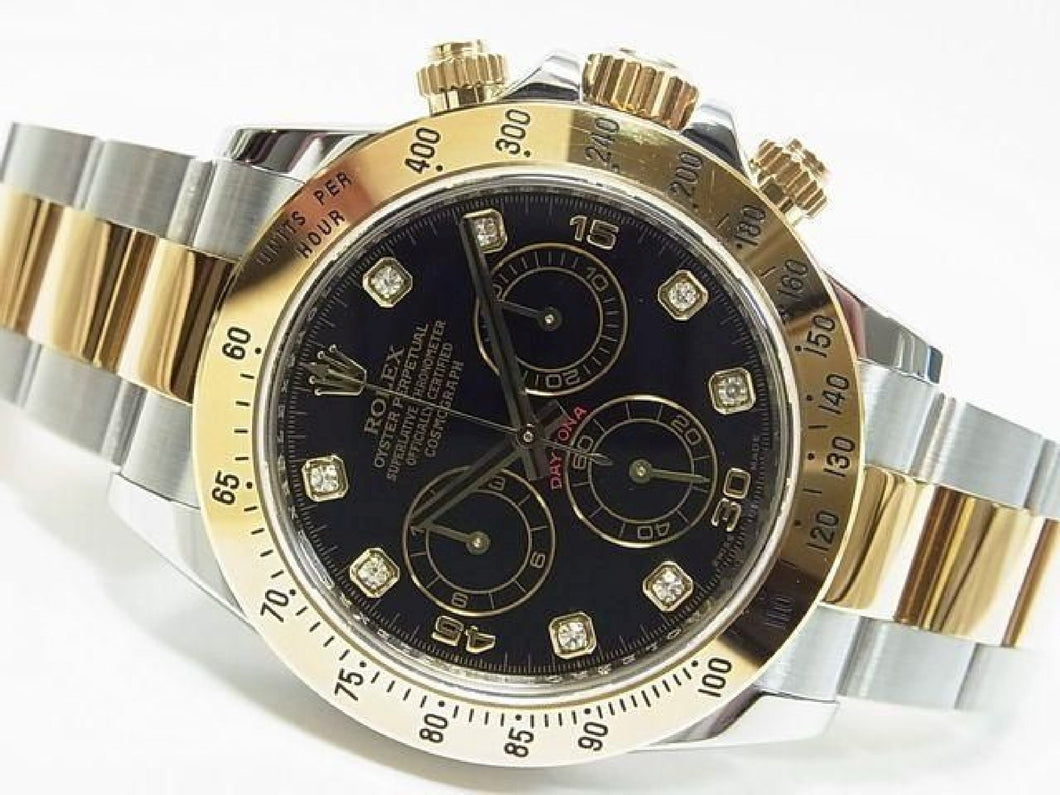 ROLEX Daytona SS &18KYG 8P diamond Ref.116523G V series Mens 187381099 hannari-shop