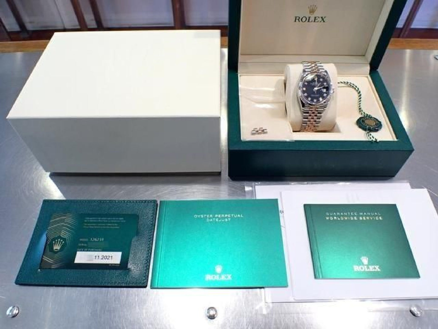 ROLEX Datejust36 black Dial 10P diamond Jubilee Bracelet '21 Mens 190961312 hannari-shop