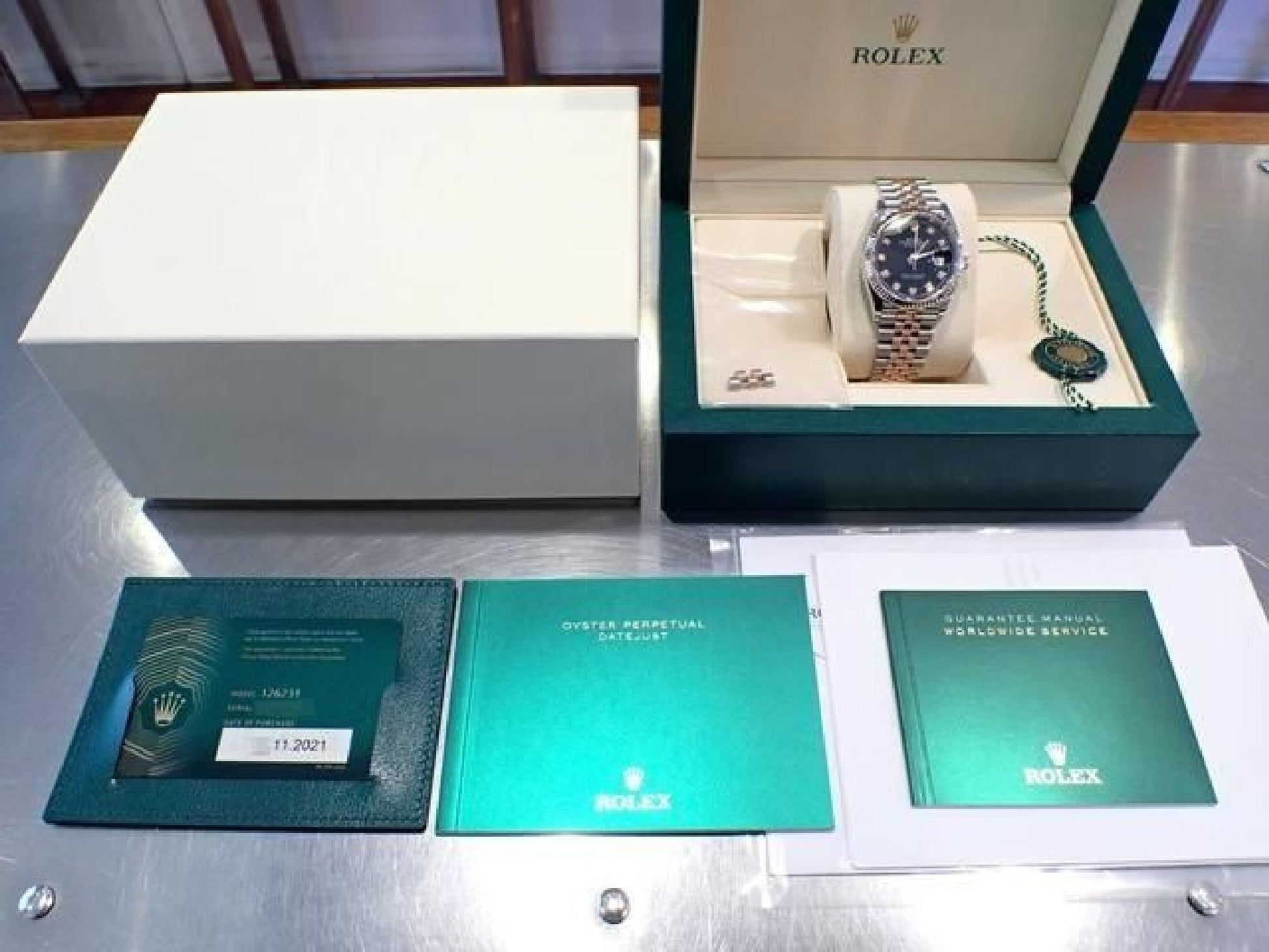 ROLEX Datejust36 black Dial 10P diamond Jubilee Bracelet '21 Mens 190961312 hannari-shop