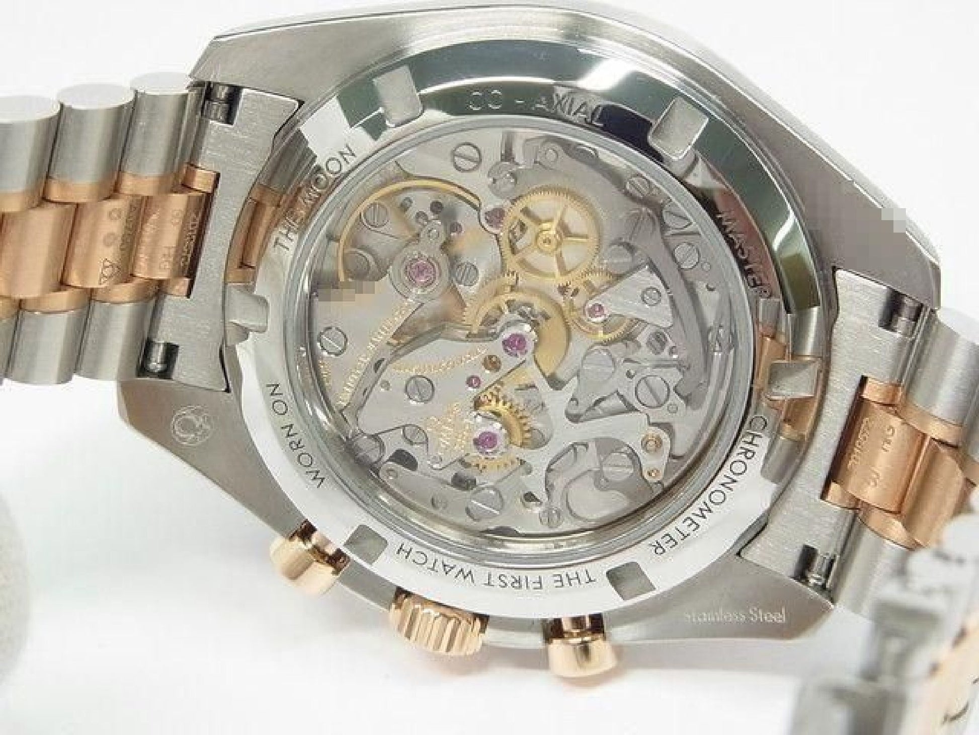 OMEGA Speedmaster moon watch Professional SS x Sedna gold Bracelet & rubber Mens 191397651 hannari-shop