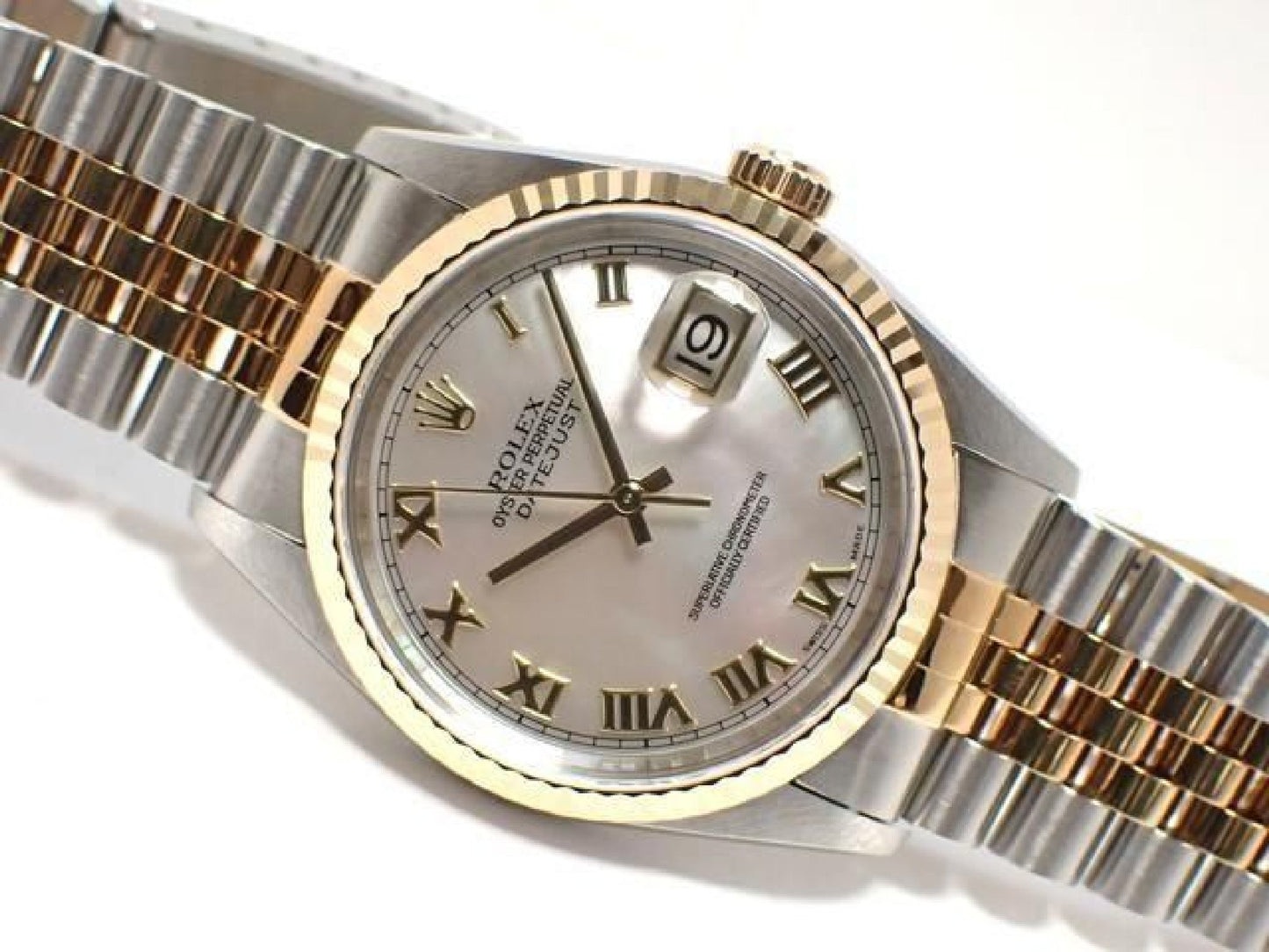 ROLEX Datejust combination 16233NR white Shell Roman Mens 191837489 hannari-shop