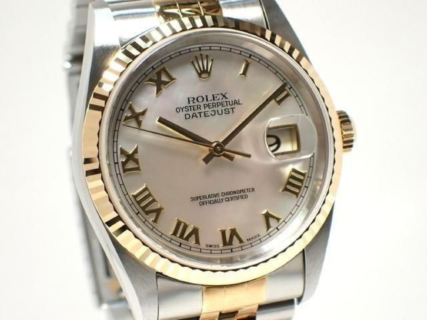 ROLEX Datejust combination 16233NR white Shell Roman Mens 191837489 hannari-shop