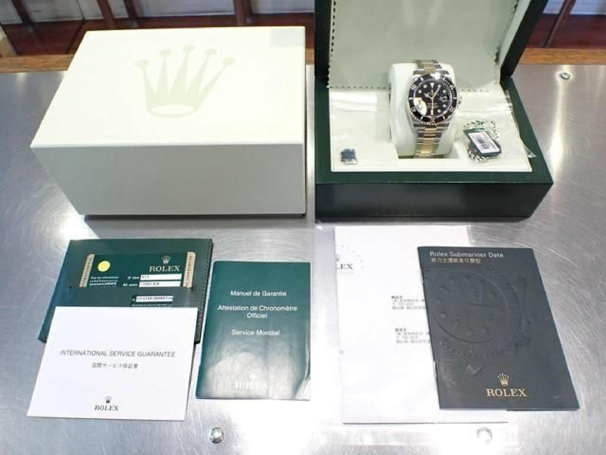 ROLEX Submariner date SS xYG combination black8P diamond 116613GLN '12 Mens 192618156 hannari-shop