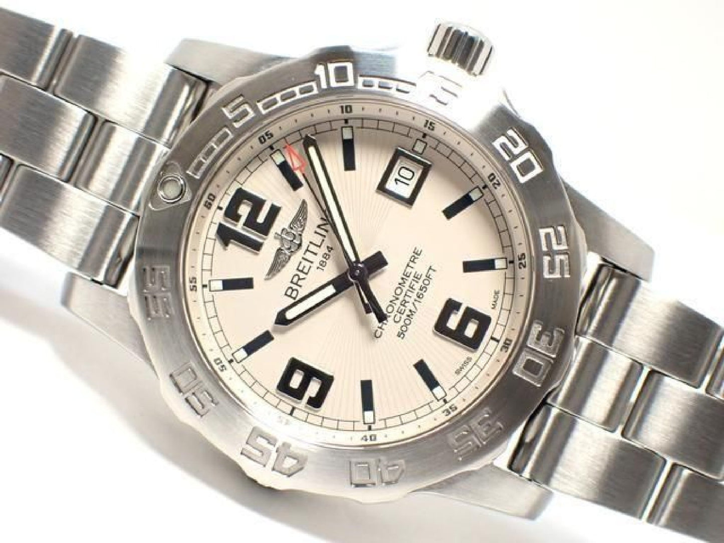 BREITLING Colt44 silver Bracelet quartz Genuine goods '11 Mens 192637145 hannari-shop