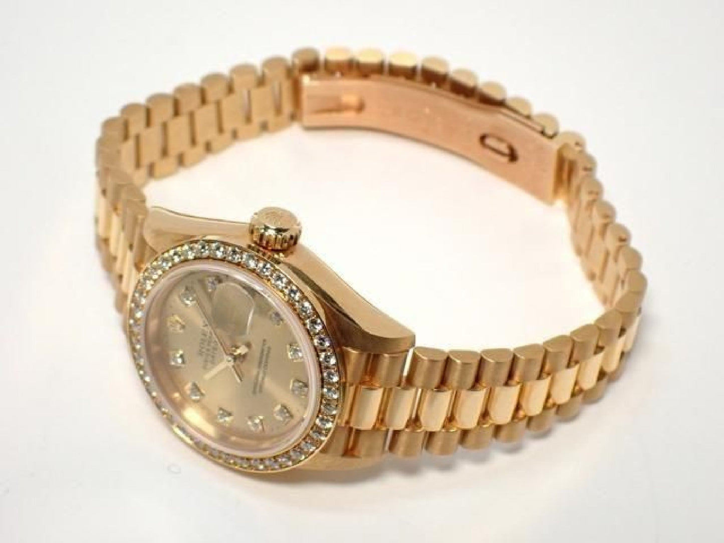ROLEX Datejust champagne 10P diamond bezel diamond 18KYG President Bracelet A series Mens 193199743 hannari-shop