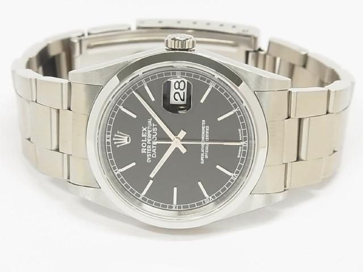 ROLEX Datejust black Dial 16200 P series Mens 193793597 hannari-shop