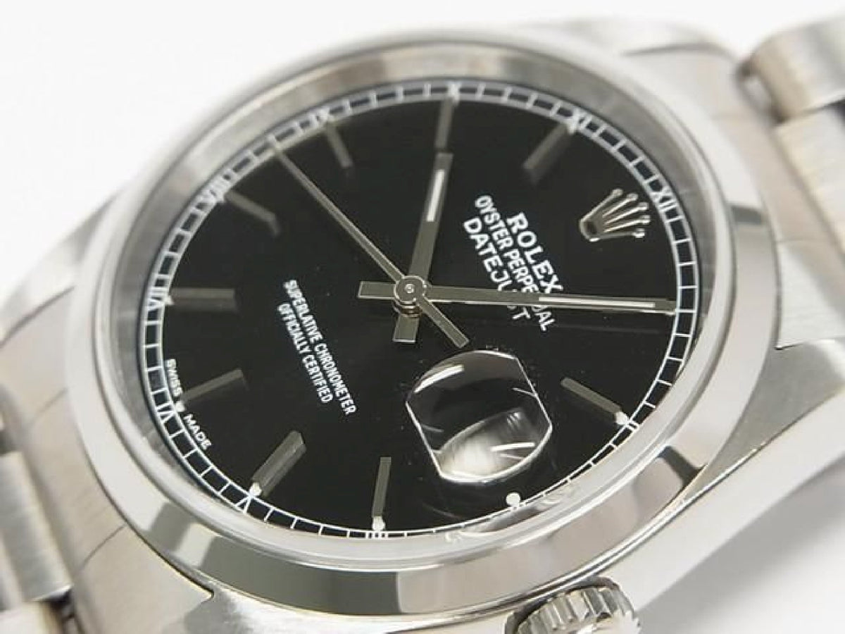 ROLEX Datejust black Dial 16200 P series Mens 193793597 hannari-shop