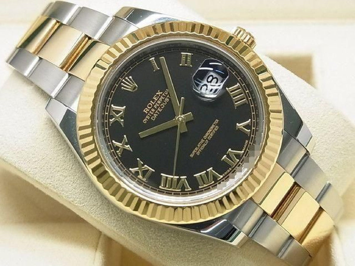 ROLEX DatejustII SS xYG combination Black Roman 116333 Genuine goods Mens 193837301 hannari-shop