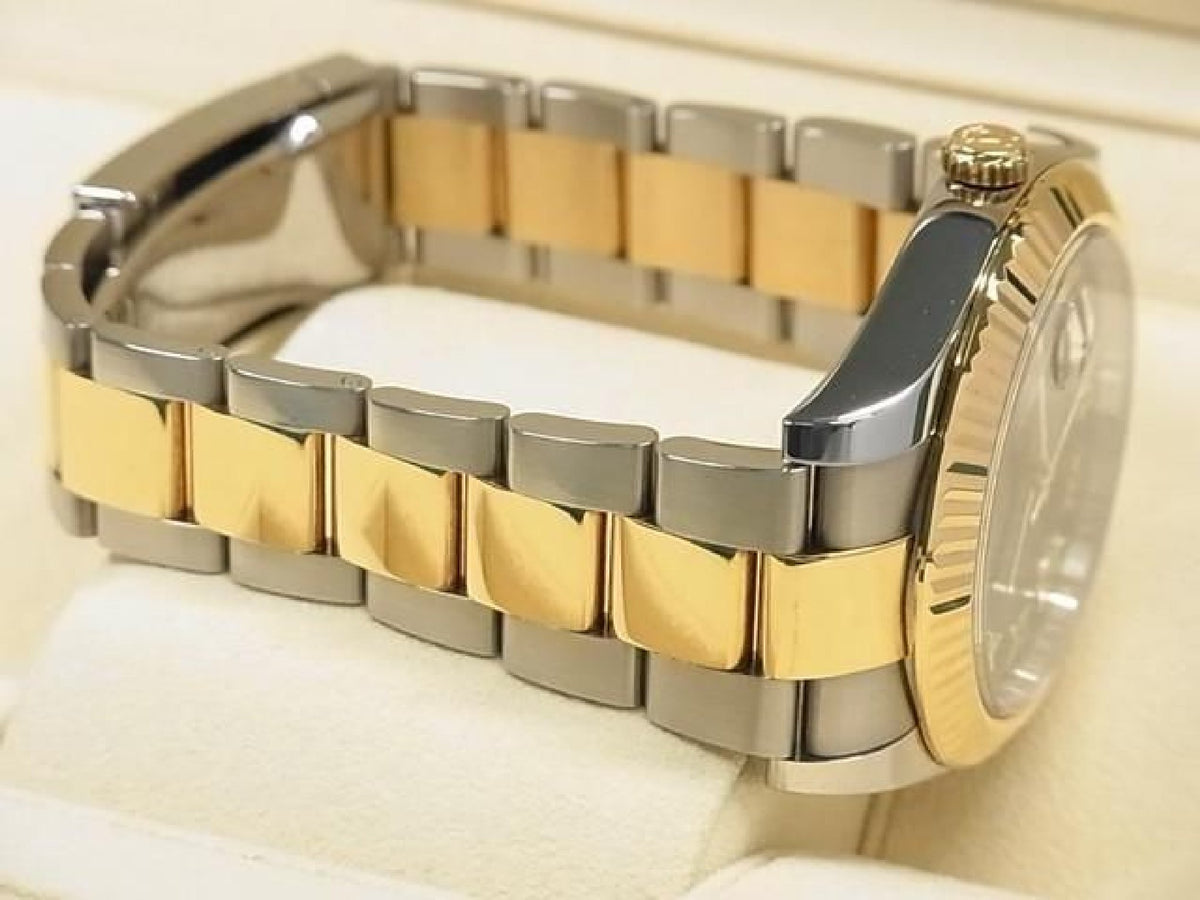 ROLEX DatejustII SS xYG combination Black Roman 116333 Genuine goods Mens 193837301 hannari-shop