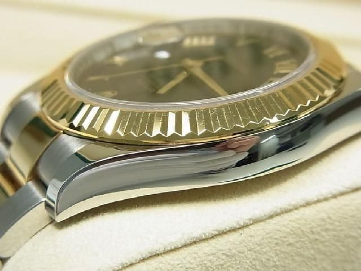 ROLEX DatejustII SS xYG combination Black Roman 116333 Genuine goods Mens 193837301 hannari-shop