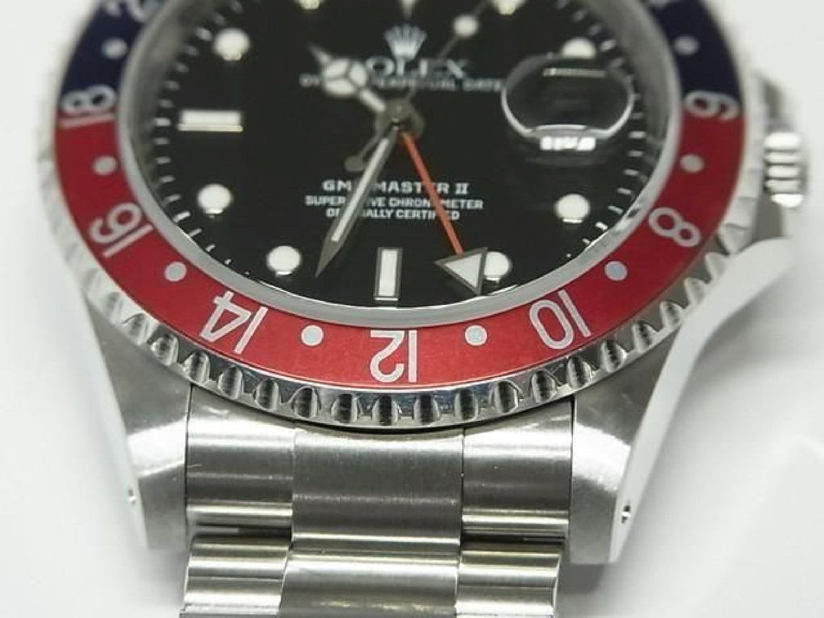 ROLEX GMT MasterII red blue bezel 16710 P series black bezel Mens 193912798 hannari-shop
