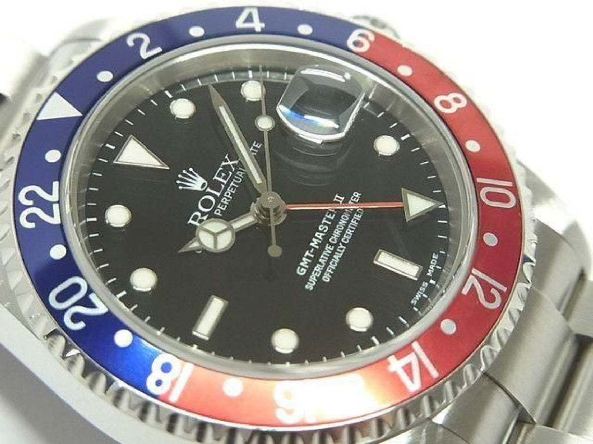 ROLEX GMT MasterII red blue bezel 16710 P series black bezel Mens 193912798 hannari-shop