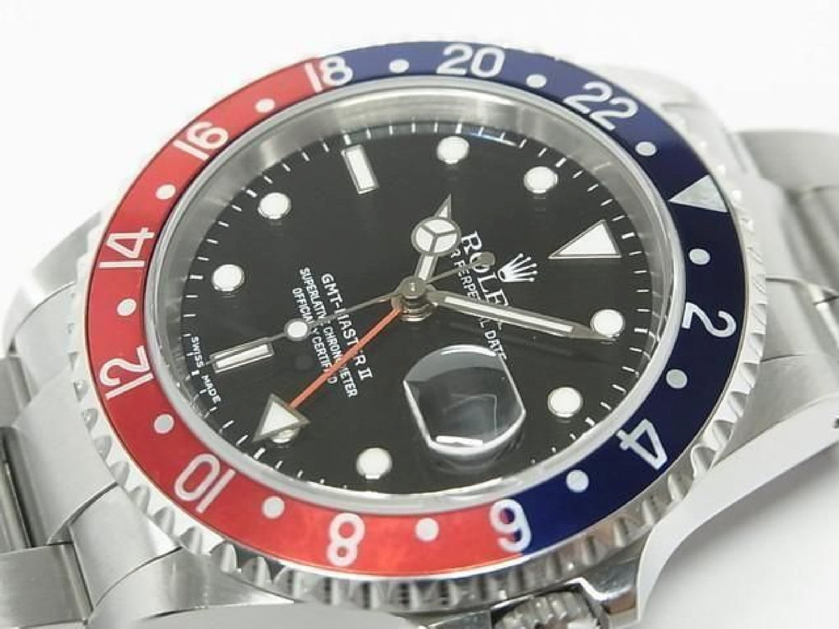 ROLEX GMT MasterII red blue bezel 16710 P series black bezel Mens 193912798 hannari-shop