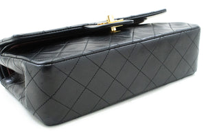 CHANEL Classic Double Flap 9" Chain Shoulder Bag Black Lambskin L41 hannari-shop