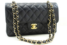 CHANEL Grained Calfskin Double Flap 9" Chain Shoulder Bag Black n49 hannari-shop