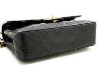 CHANEL Grained Calfskin Double Flap 9" Chain Shoulder Bag Black n49 hannari-shop