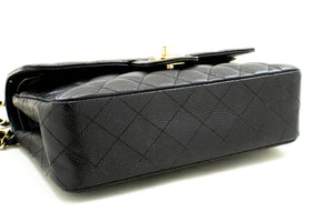 CHANEL Grained Calfskin Double Flap 9" Chain Shoulder Bag Black n49 hannari-shop