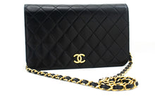 CHANEL Full Flap Chain Shoulder Bag Clutch Black Quilted Lambskin n36 hannari-shop