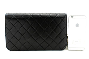 CHANEL Full Flap Chain Shoulder Bag Clutch Black Quilted Lambskin n36 hannari-shop