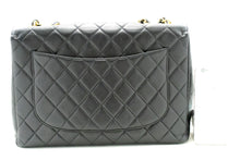 CHANEL Classic Large 11" Chain Shoulder Bag Flap Black Lambskin n20 hannari-shop