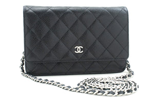 CHANEL Grained Calfskin Wallet On Chain WOC Black Shoulder Bag n94 hannari-shop