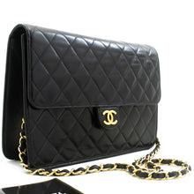 CHANEL Chain Shoulder Bag Clutch Black Quilted Flap Lambskin Purse p14 hannari-shop