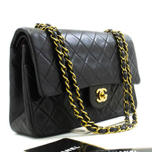 CHANEL Classic Double Flap 10" Chain Shoulder Bag Black Lambskin p18 hannari-shop