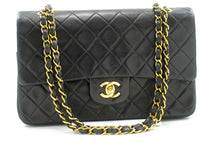 CHANEL Classic Double Flap 10" Chain Shoulder Bag Black Lambskin p18 hannari-shop