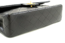 CHANEL Classic Double Flap 10" Chain Shoulder Bag Black Lambskin p18 hannari-shop