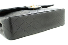 CHANEL Classic Double Flap 10" Chain Shoulder Bag Black Lambskin p21 hannari-shop