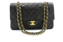 CHANEL Classic Double Flap 10" Chain Shoulder Bag Black Lambskin p10 hannari-shop