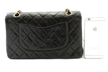 CHANEL Classic Double Flap 10" Chain Shoulder Bag Black Lambskin p10 hannari-shop