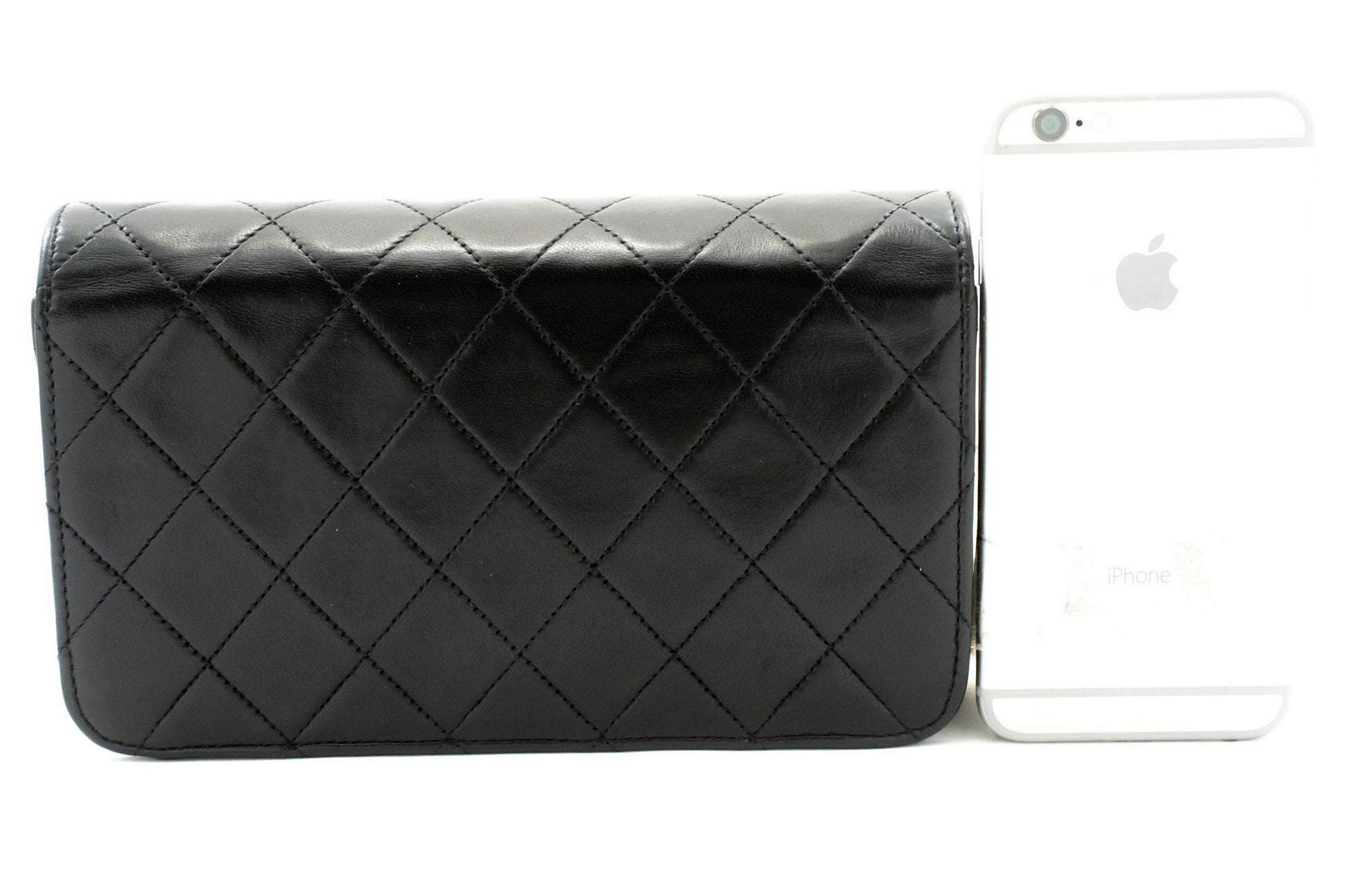 CHANEL Full Flap Small Chain Shoulder Bag Clutch Black Quilted ab7 hannari-shop