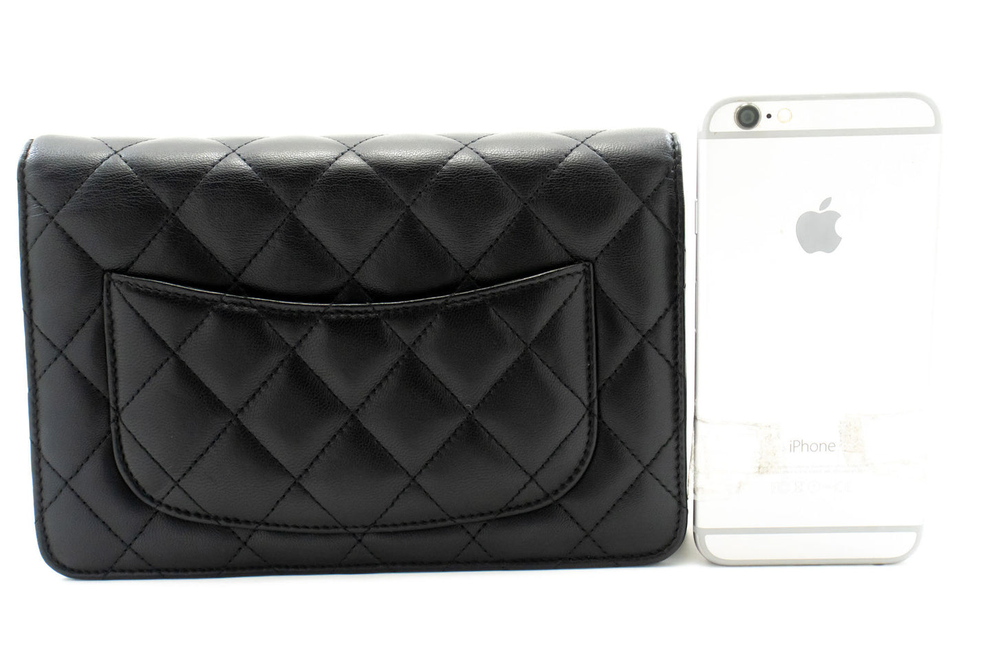 CHANEL Black Classic Wallet On Chain WOC Shoulder Bag Lambskin ab8 hannari-shop