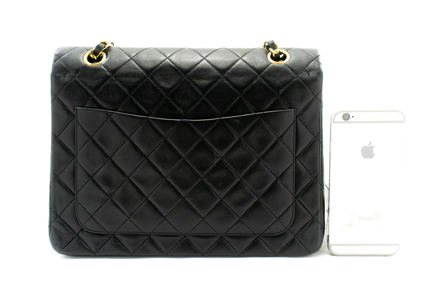 CHANEL Classic Double Flap Square Chain Shoulder Bag Black Lamb ad7 hannari-shop