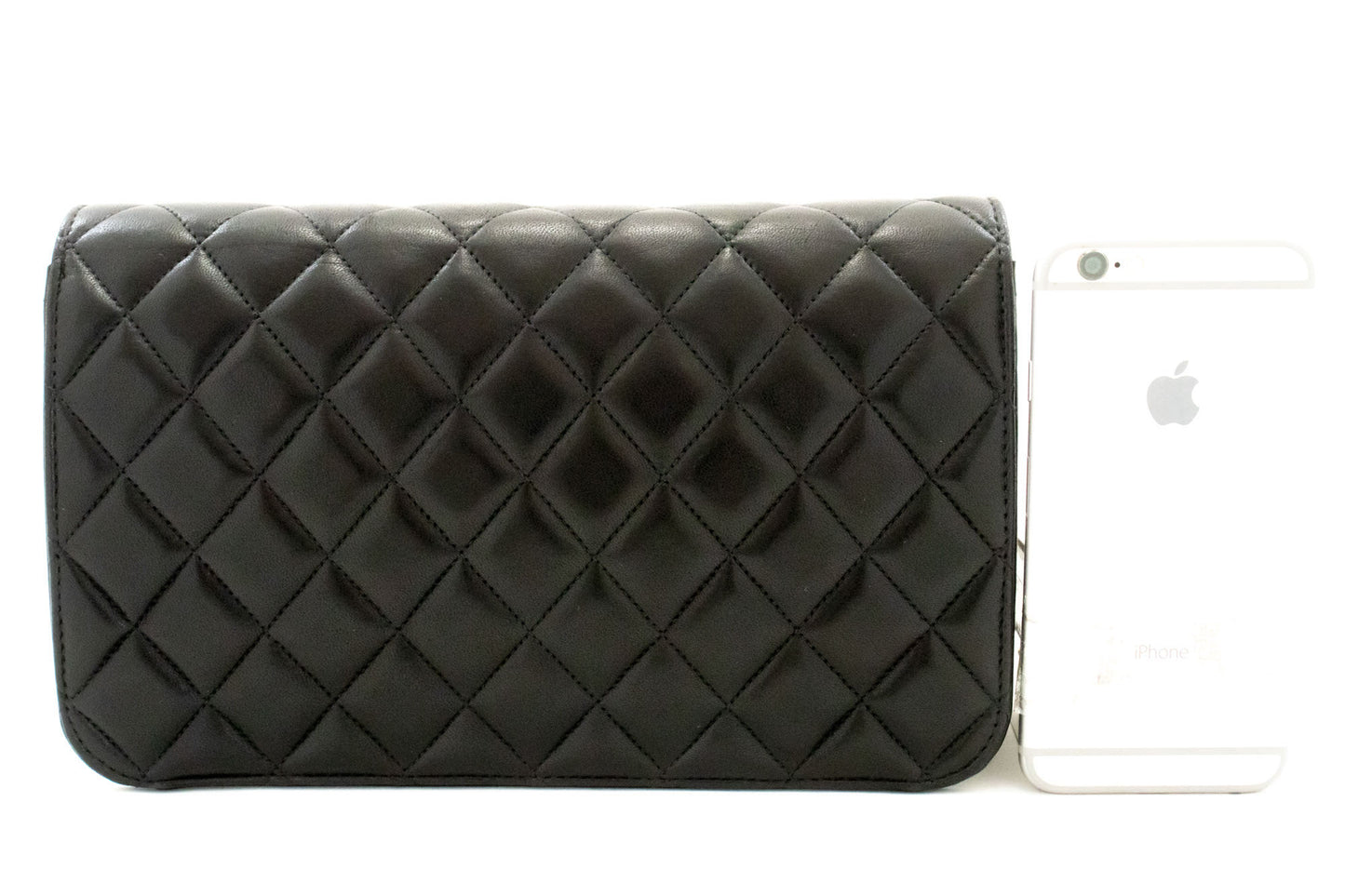 CHANEL Full Flap Chain Shoulder Bag Clutch Black Quilted Lambskin af4 hannari-shop