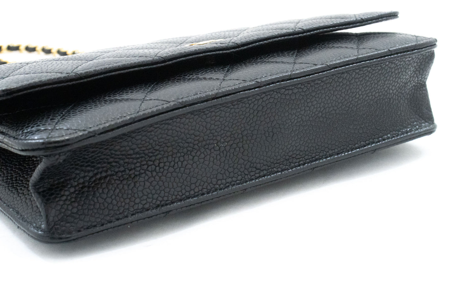 CHANEL Grained Calfskin Wallet On Chain WOC Black Shoulder Bag af8 hannari-shop