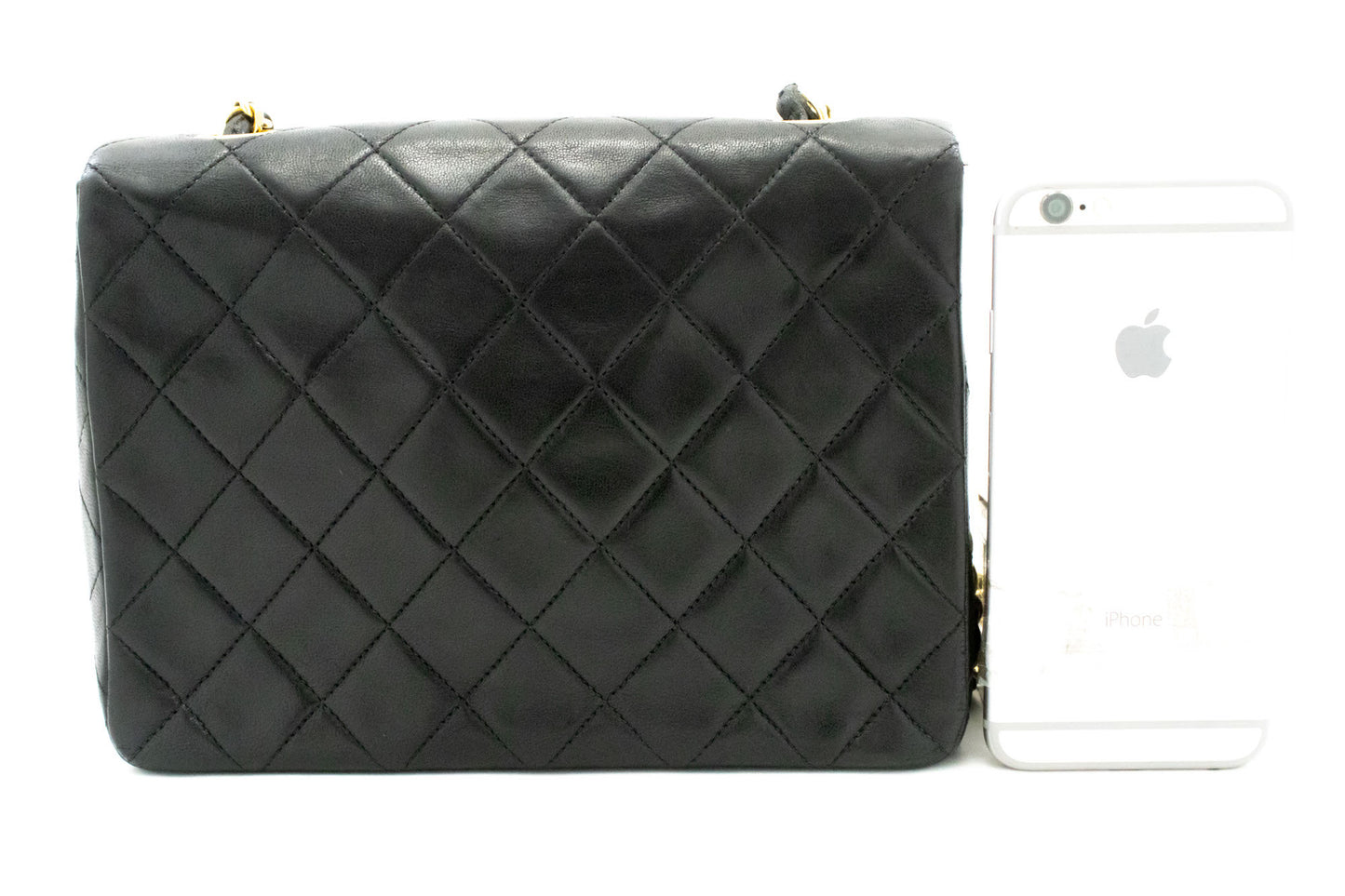 CHANEL Mini Square Small Chain Shoulder Bag Crossbody Black Lamb ag3 hannari-shop