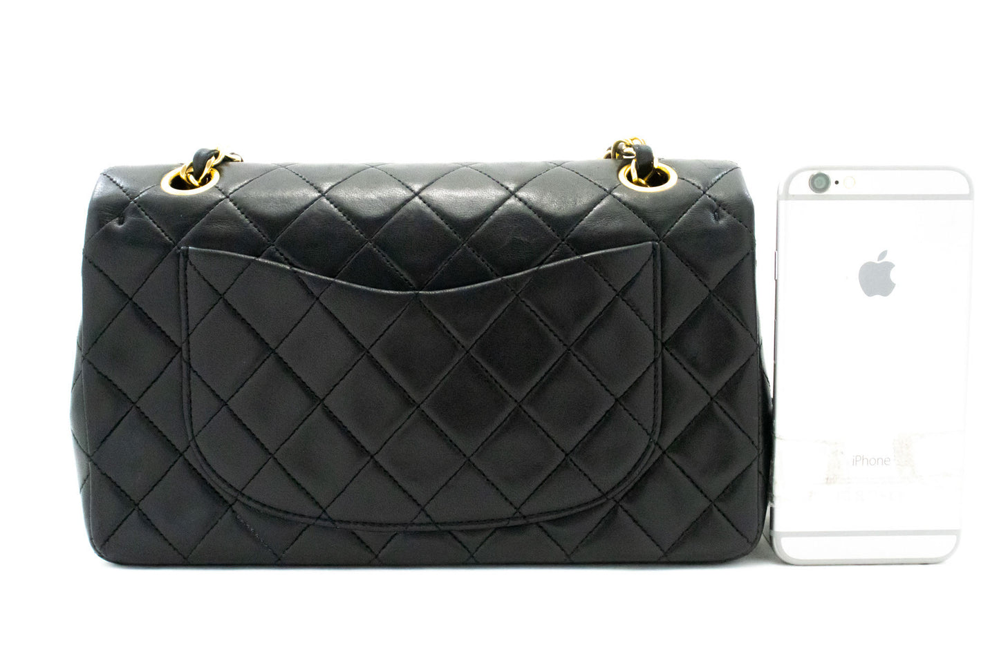 CHANEL Classic Double Flap 9" Chain Shoulder Bag Black Lambskin ag6 hannari-shop